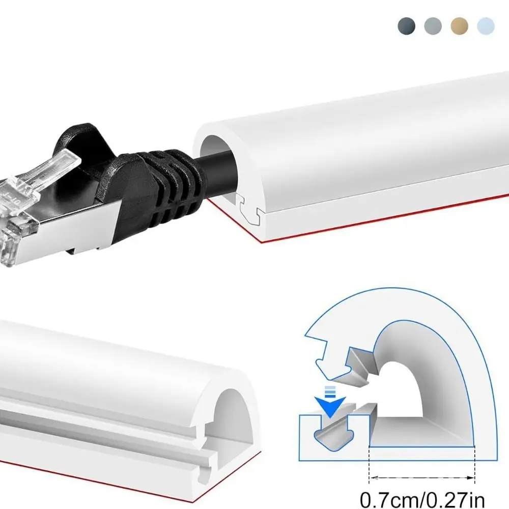 1pc Professional Self-Adhesive Cord Hider Raceway Cord Covers Raceway Wall Mount PVC Cable Management Home Office
