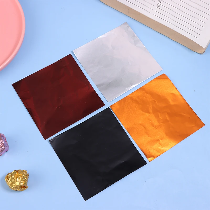 100Pcs Multi-color Aluminum Foil Candy Chocolate Biscuits Tin Wrapping Paper Diy Metal Glossy Gift Tinfoil Paper Packaging