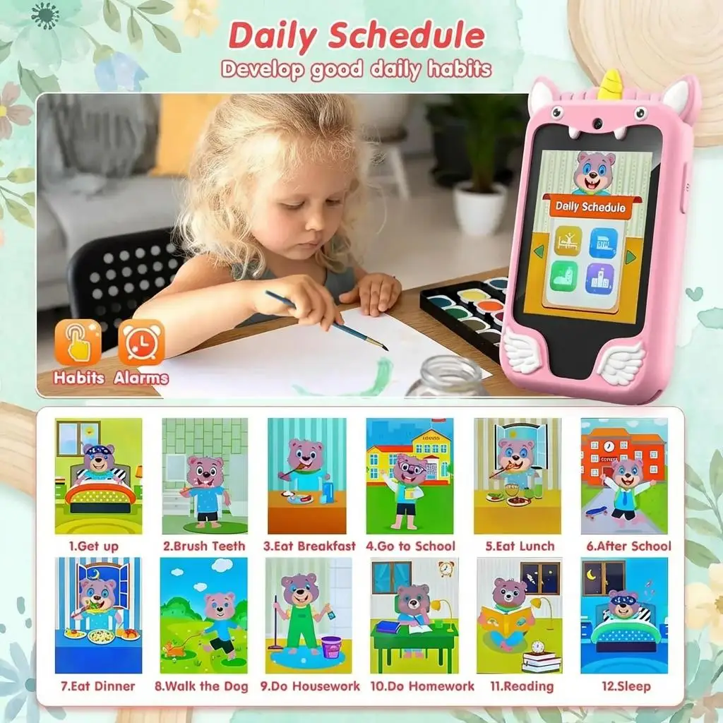 Kids Smart Phone Camera Toys Touchscreen Unicorn Baby Mobile MP3 Player Digital Camera Educational Toys for Girls Boys Age 3-8