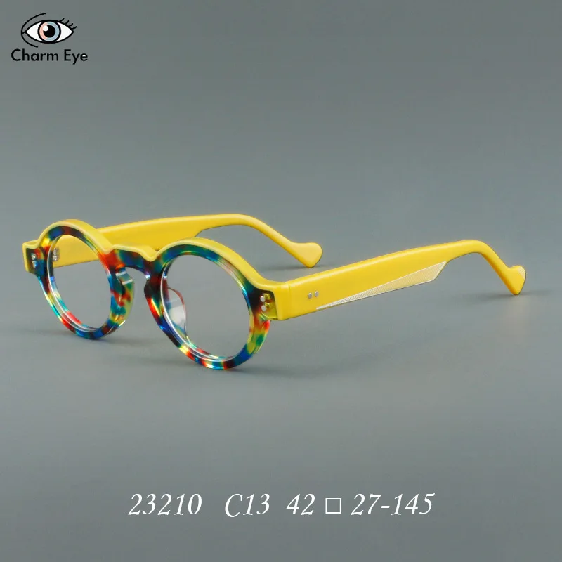 Acetate Glasses for Women Tortoises Green Retro Handmade Circular Frame 23210 Personalized Fashion Men Reading Myopia Eyeglasses