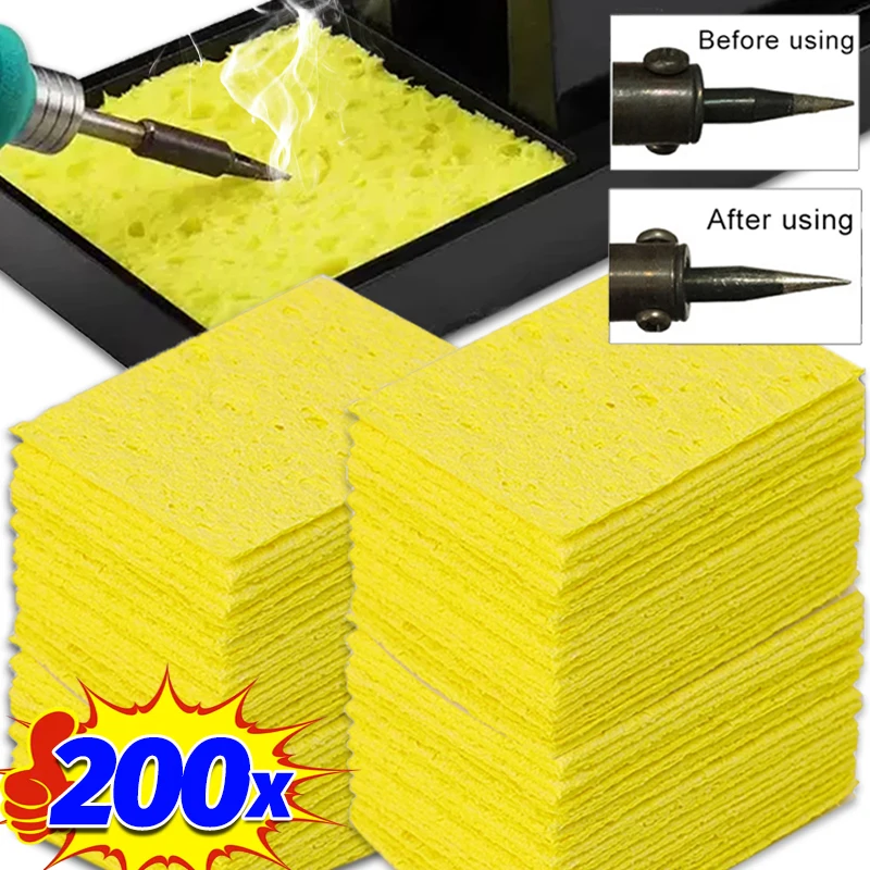 

5/200PCS Soldering Iron Cleaning Sponge Electric Welding Tip Repair Sponge High Temperature Resistant Soldering Iron Tip Cleaner