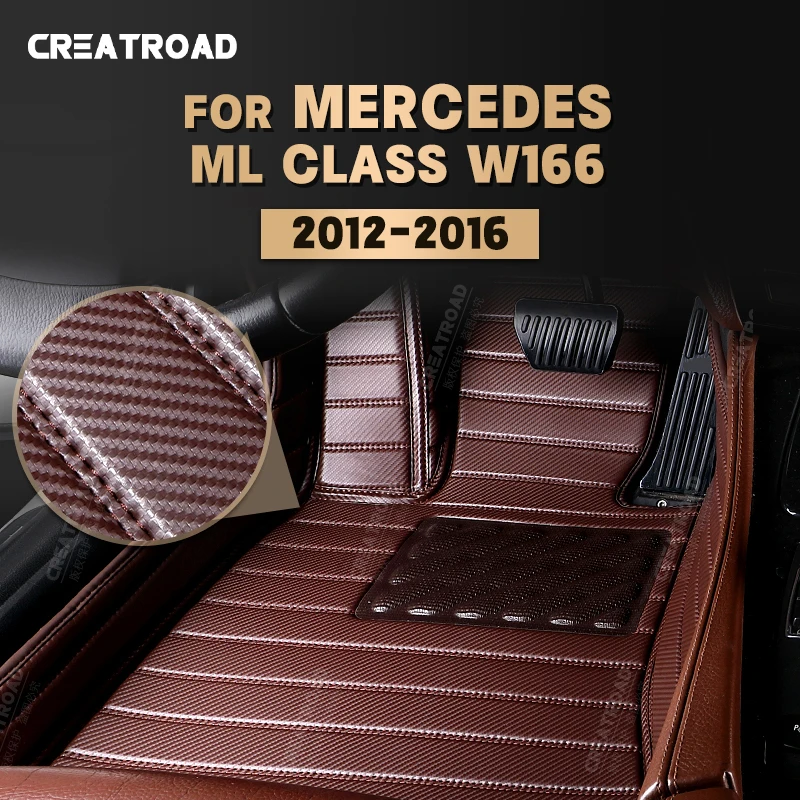 Custom Carbon Fibre style Floor Mats For Mercedes Benz ML Class W166 2012-2016 13 14 15 Foot Carpet Auto Interior Accessories