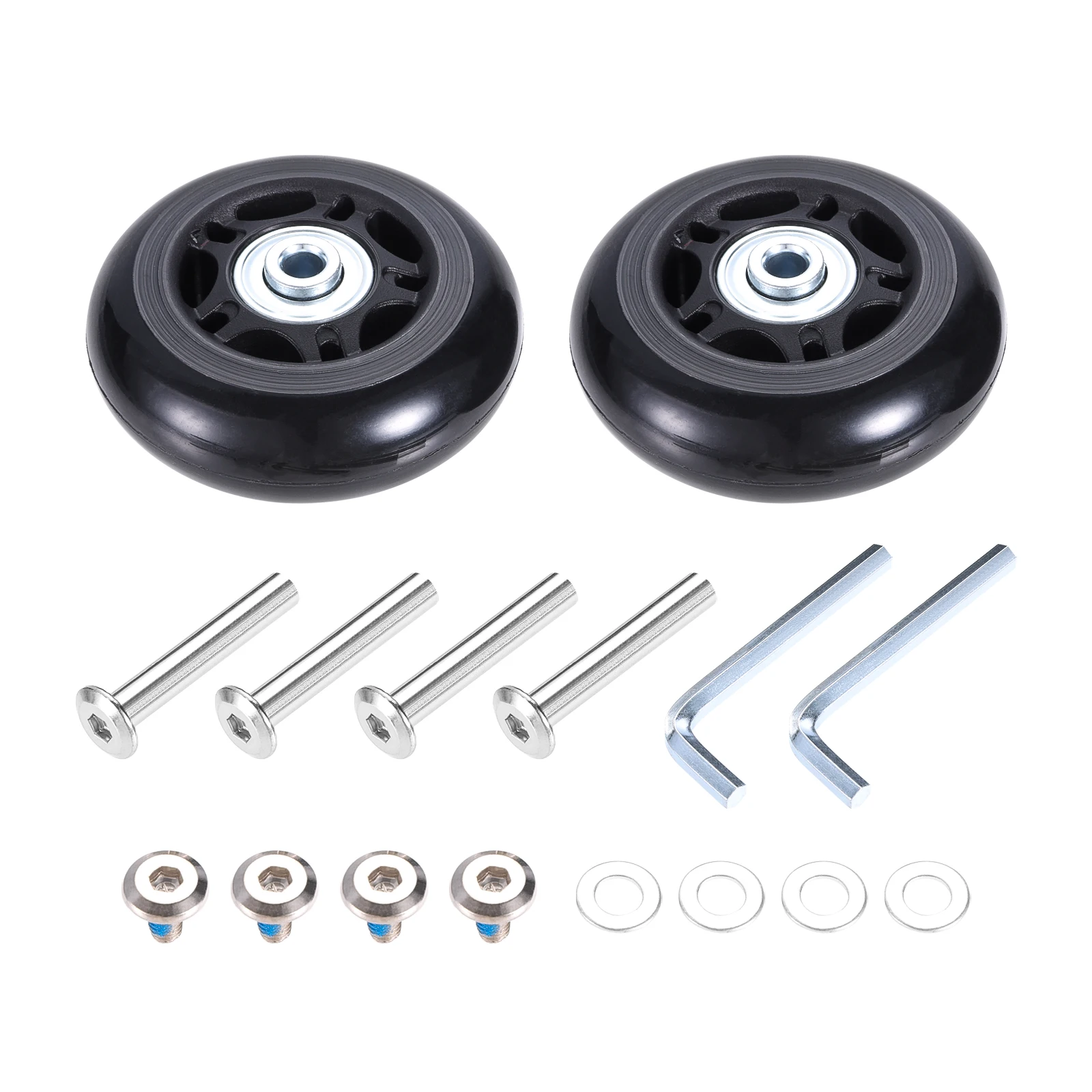 2 Set Black Luggage Suitcase Wheel with Axles Wrench Bearings Repair Kit Rubber Swivel Wheel Trolley Casters Bag Case Repair Set
