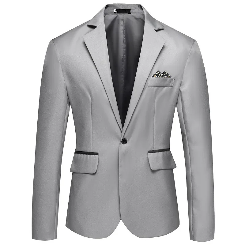 Blazers Solid Men Single Button Suits Blazer Cardigan Long Sleeve Suit Pockets Business Slim Fit Turn Down Collar Spliced 2026