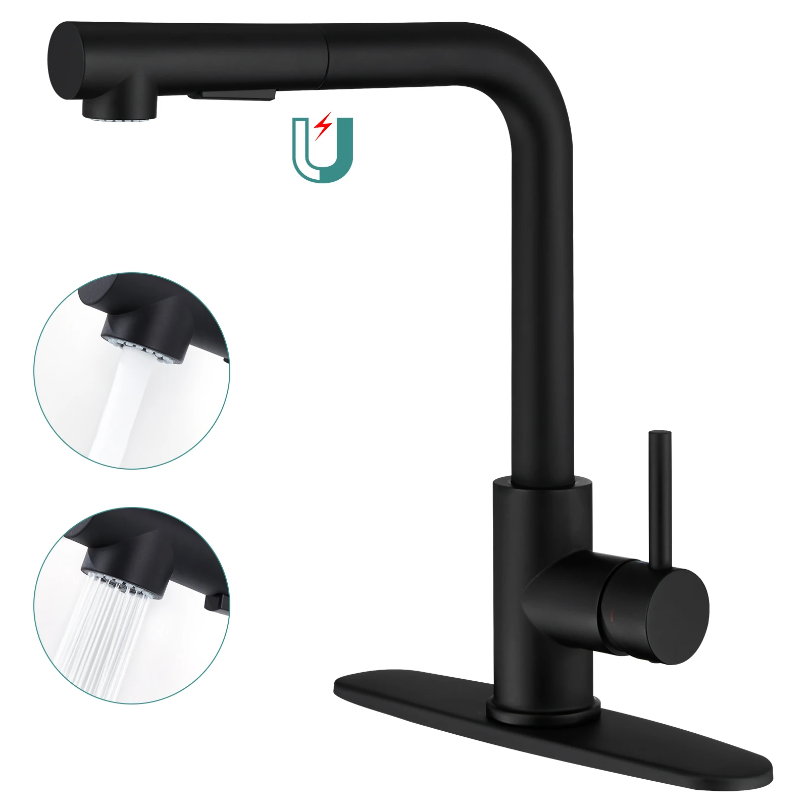 

CUPC 3 Function Pull Out Kitchen Sink Tap Modern Single Lever Pull Down Sprayer Kitchen Mixer