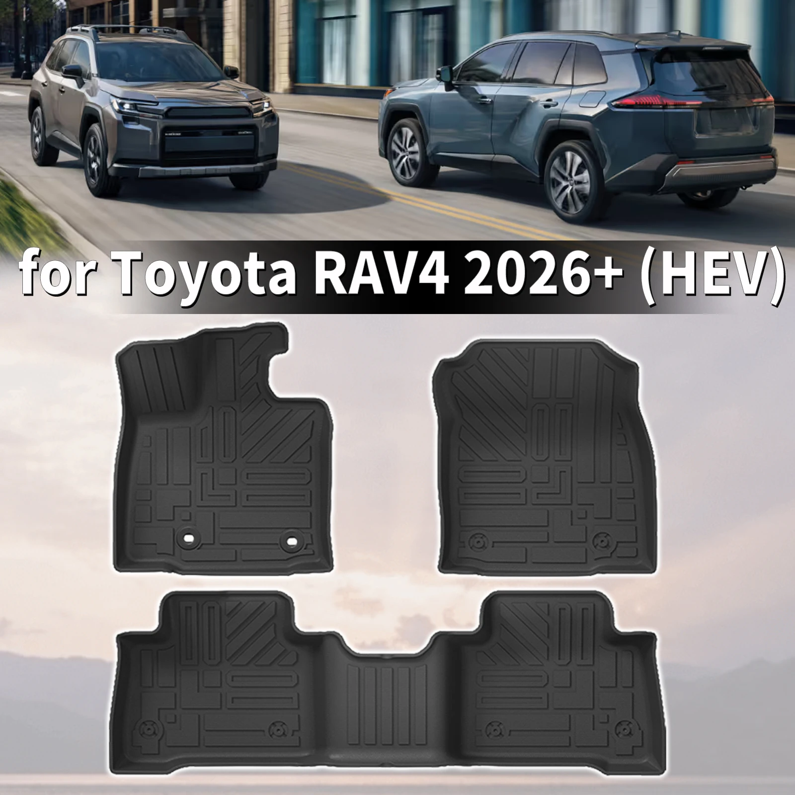 

for Toyota RAV4 2026+ (HEV) Custom Fit TPE Car floor Mats pad Quick Clean Non-Slip Bottom All Season Use car Accessories
