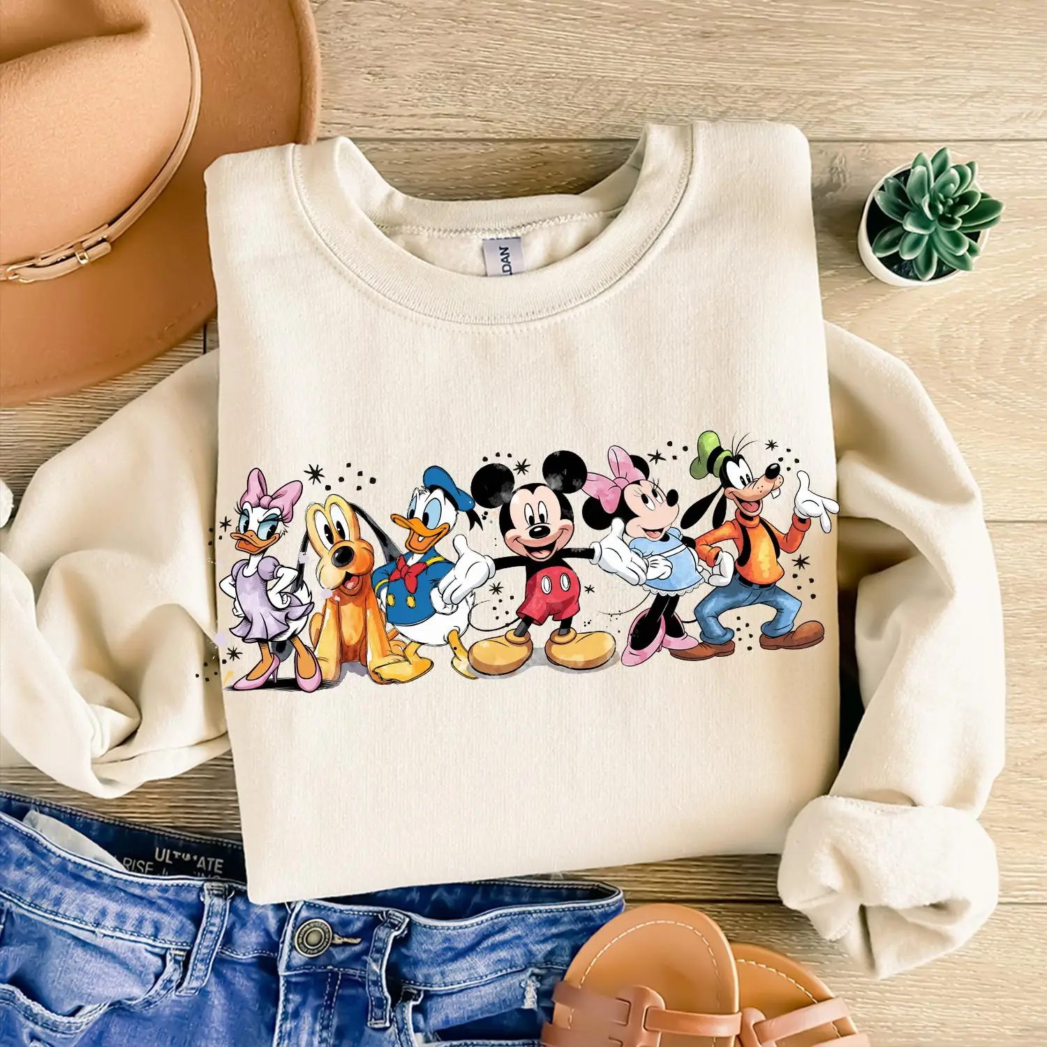 سترة ديزني كاجوال، مريحة وعالية الجودة بألوان مائية للخريف/الشتاء، بلوفر برقبة دائرية كبيرة الحجم #2