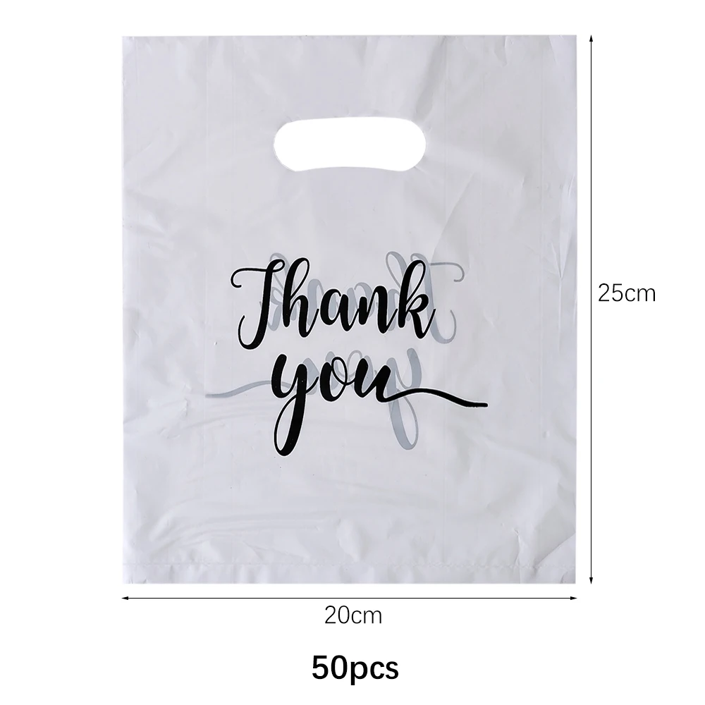 10/50/100Pcs Thank You Gift Bags Plastic Wedding Birthday Party Treat Bags Favors Small Business Shopping Candy Cookie Packaging