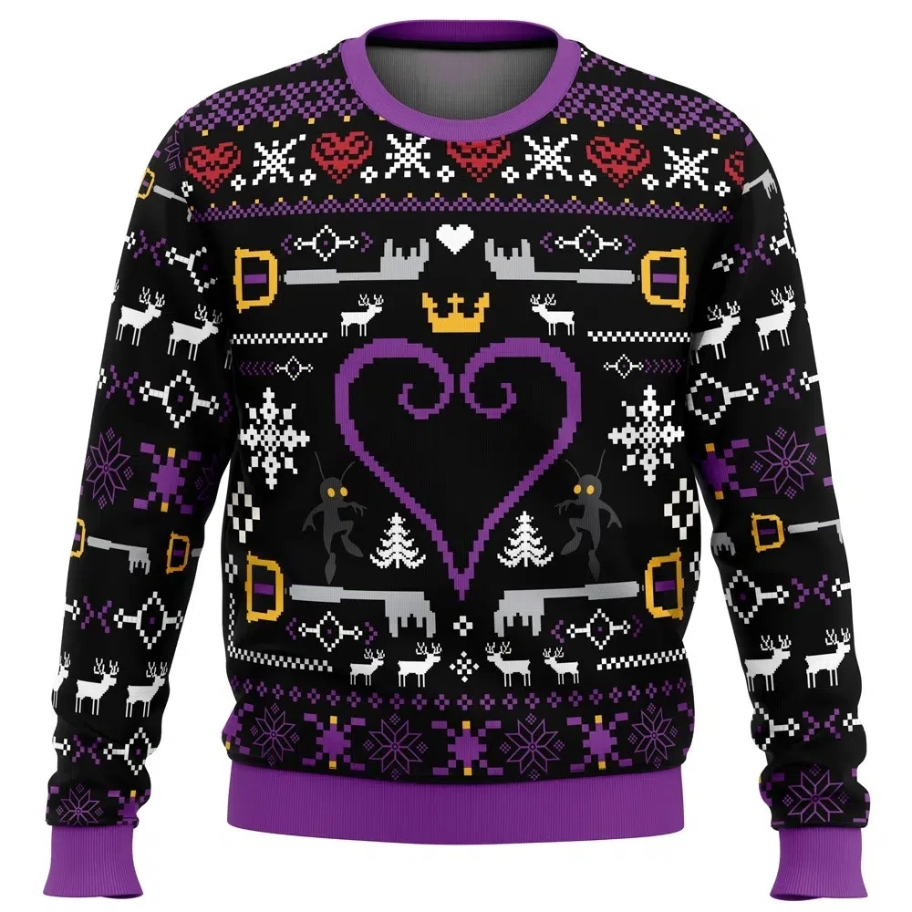 Hearts Kingdom Hearts Men's Crew Neck Ugly Christmas Sweatshirt Soft Comfy Stylish Loose-Fit Plus Size Long Sleeve Autumn Winter