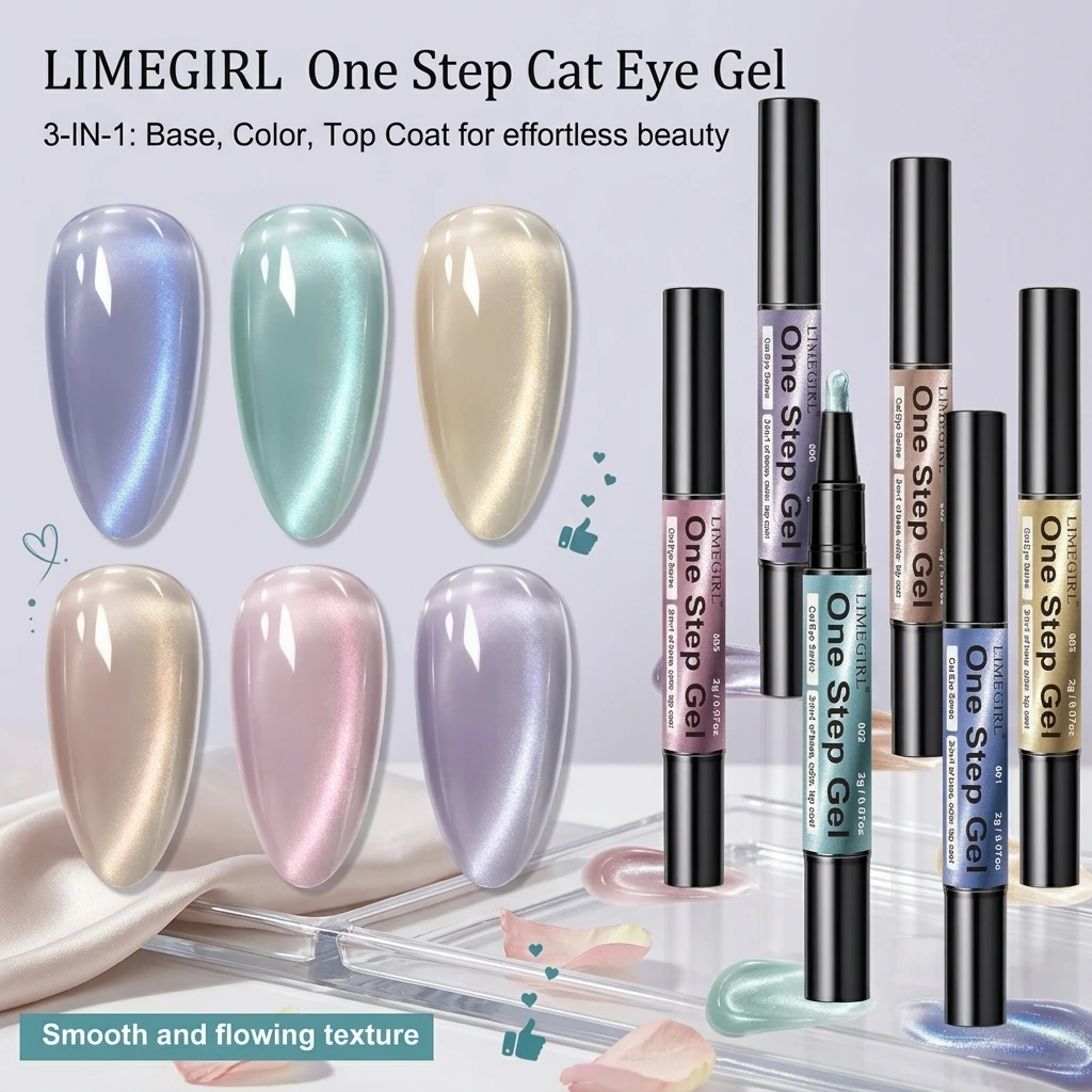 LIMEGIRL 6 Colors Gel Nail Polish Pen 3in1 Gel Nail Varnish Quick-Dry Long-Lasting Graffiti Painting Brush for Outdoor Travel