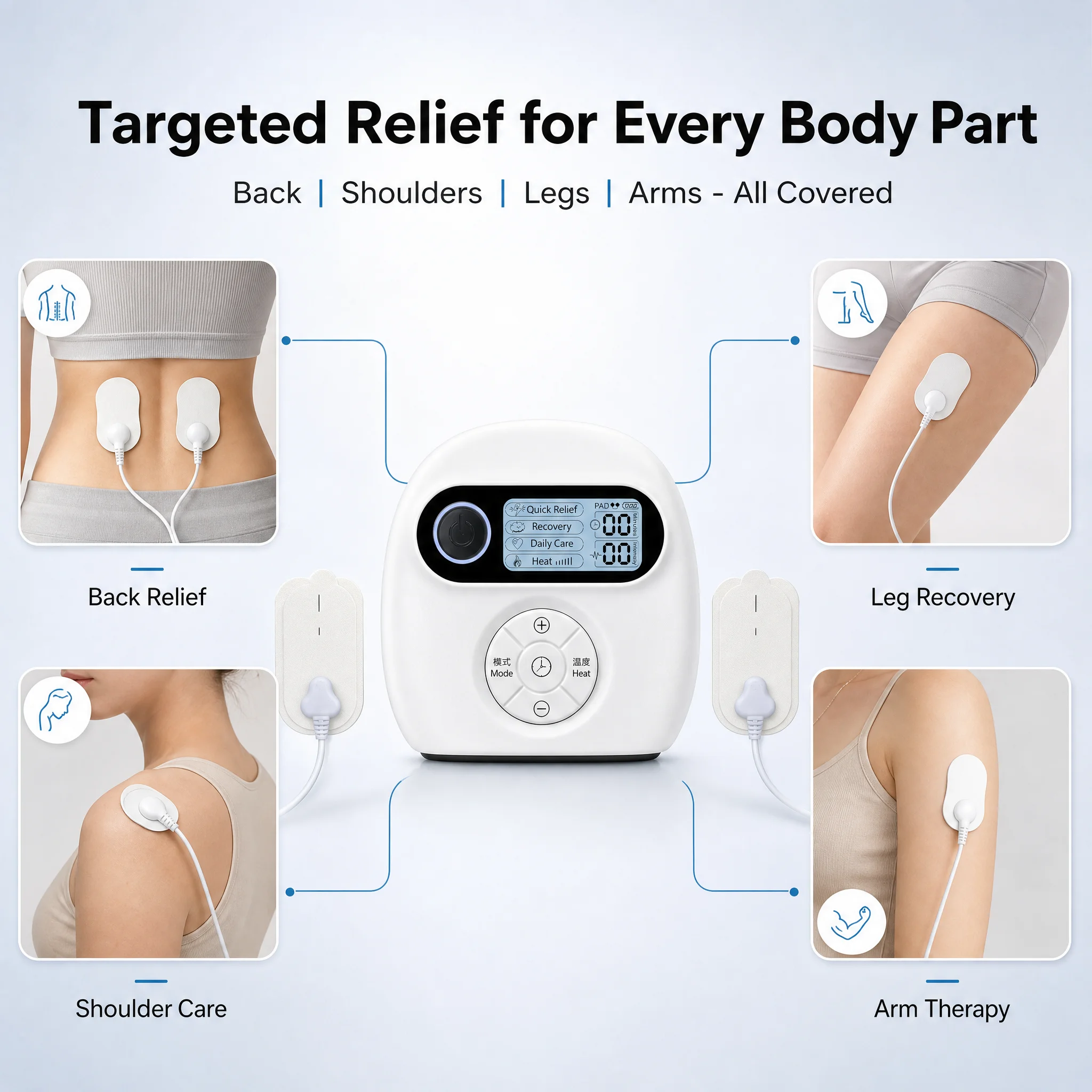 4500mAh Long Battery Life Smart Pulse Massager Heat Therapy Design 50 Adjustable Intensities Multi Massage Modes Home Portable M