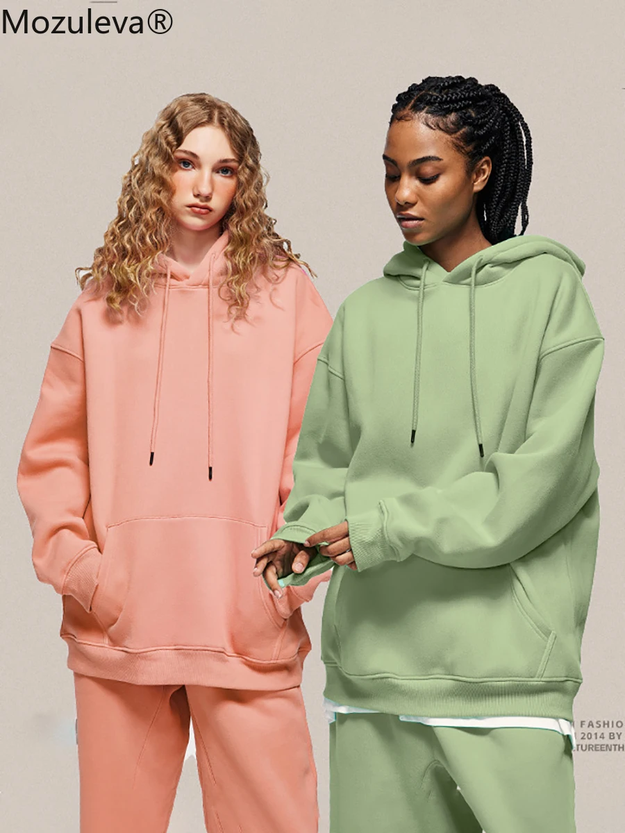 

Mozuleva Winter Thicken Fleece Women Couple Sweatshirt Oversized Hoodies Sweatshirts Female Warm Pullovers Jacket Hoodies Sets