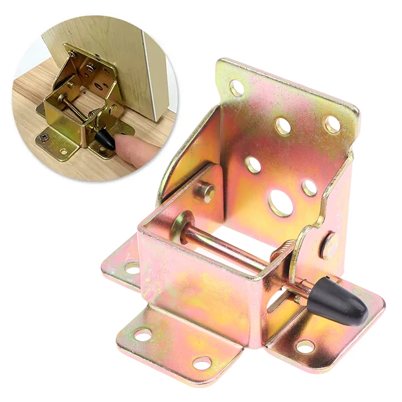 Gold Folding Bracket Iron Folding Lock Extension Table Chair Bed Leg Foldable Support Brackets Hinge Self Lock Hinges