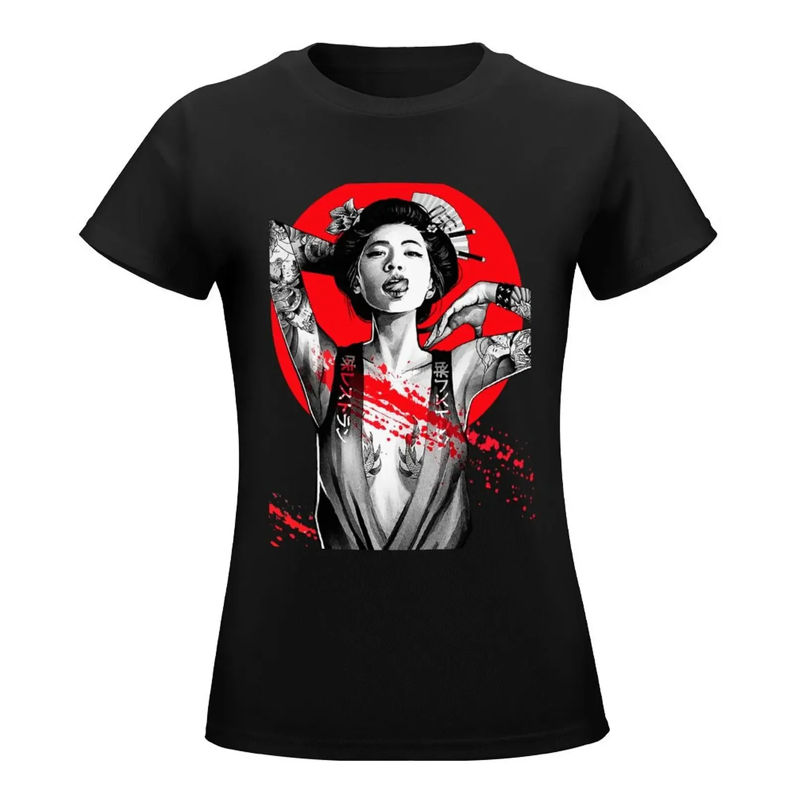 Japanese Geisha Urban Vaporwave Pop Art T-Shirt funny Short sleeve tee graphics Aesthetic clothing womans clothing