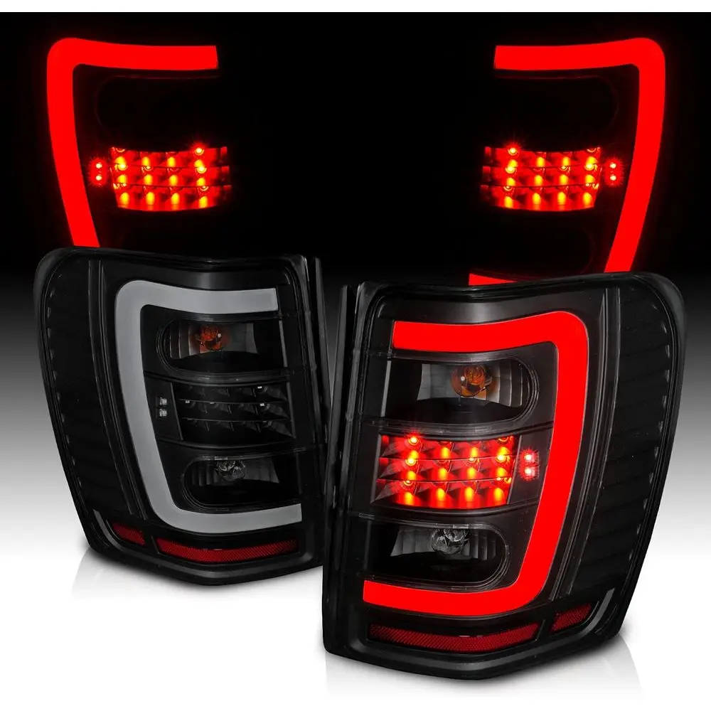 

for 1999-2004 Jeep Grand Cherokee C-Type LED Tube Dark Black Replacement Tail Lights Set- Passenger and Driver Side
