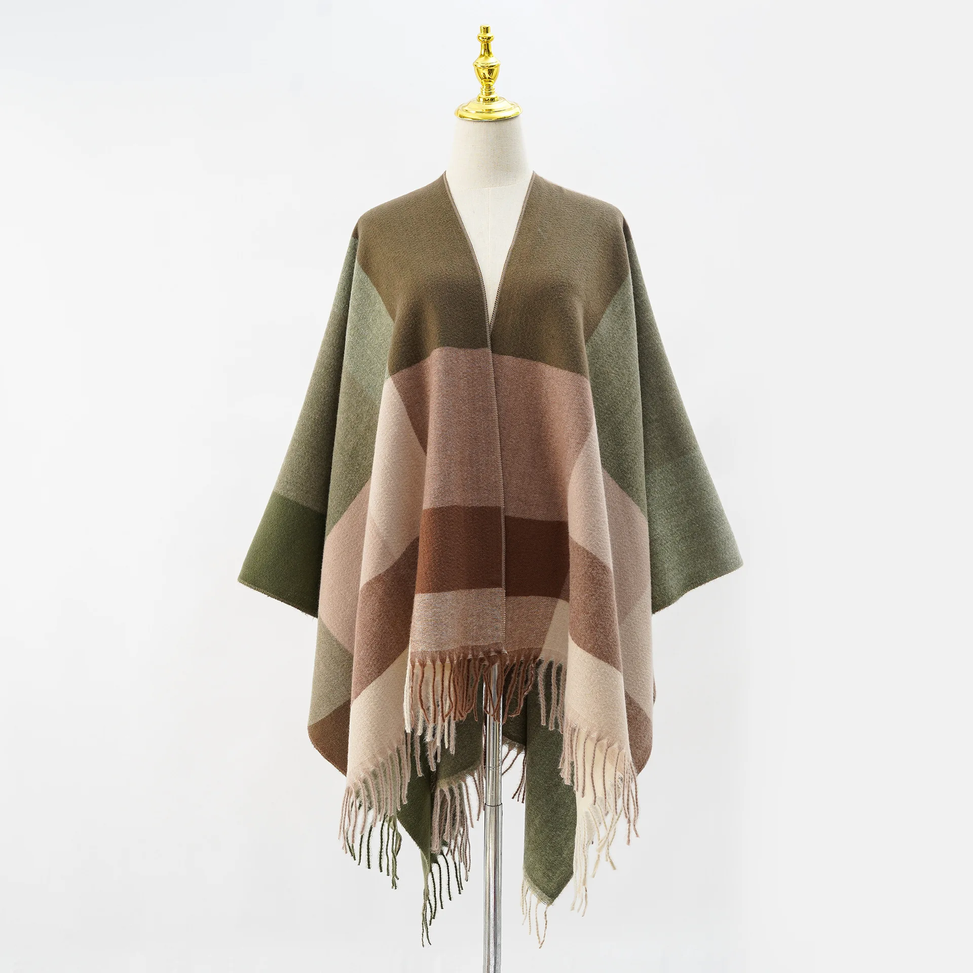 A lady\'s shawl tassels multi-colored warm, cold autumn and Winter Cape Cape