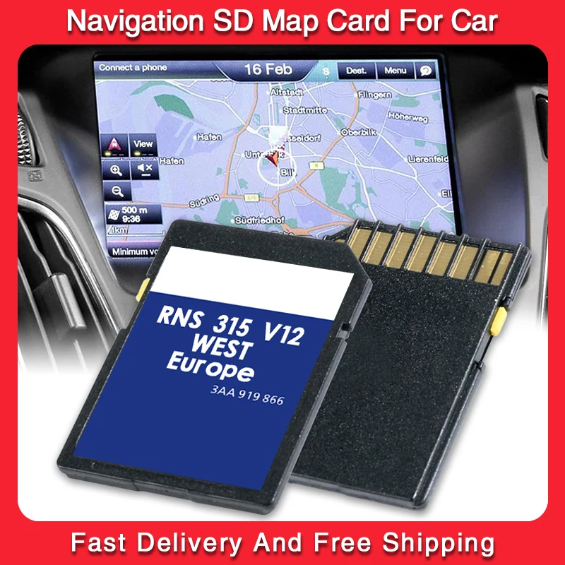 

Car GPS Accessories for Volkswagen Golf Plus A6 RNS315 Navigation System Europe V12 3AA051866AA Genuine SD Card