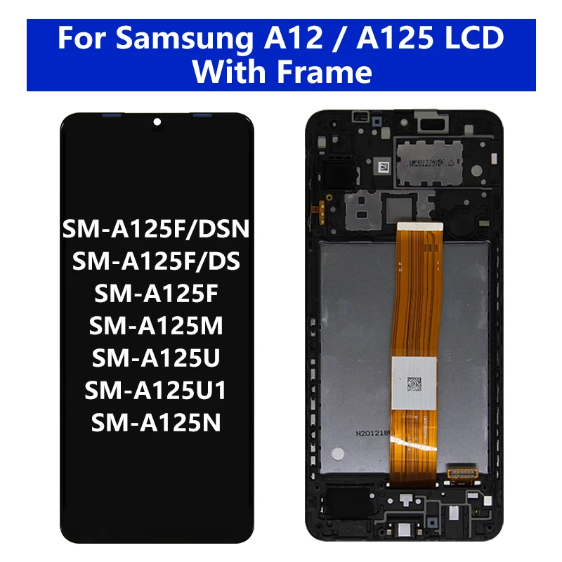 ЖК-дисплей 6,5 дюйма для Samsung A12 A125, ЖК-дисплей с рамкой, сенсорный экран, дигитайзер, ЖК-дисплей для Samsung SM-A125F A125F/DS дисплей