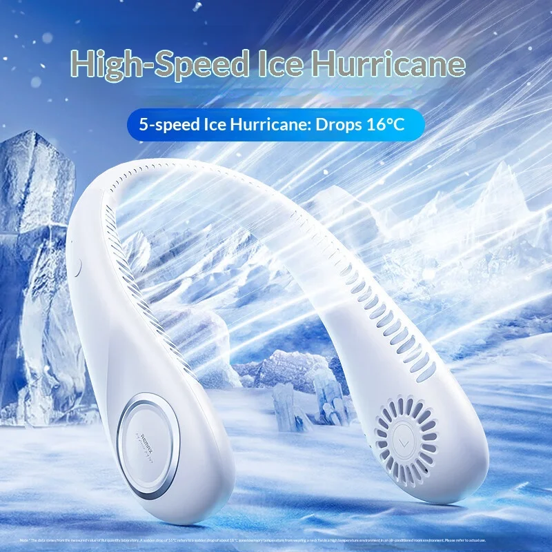 REMAX Bladeless Neck Fan 5 Speed Low Noise Type-C Portable Cooling Fan for Outdoor Office Travel