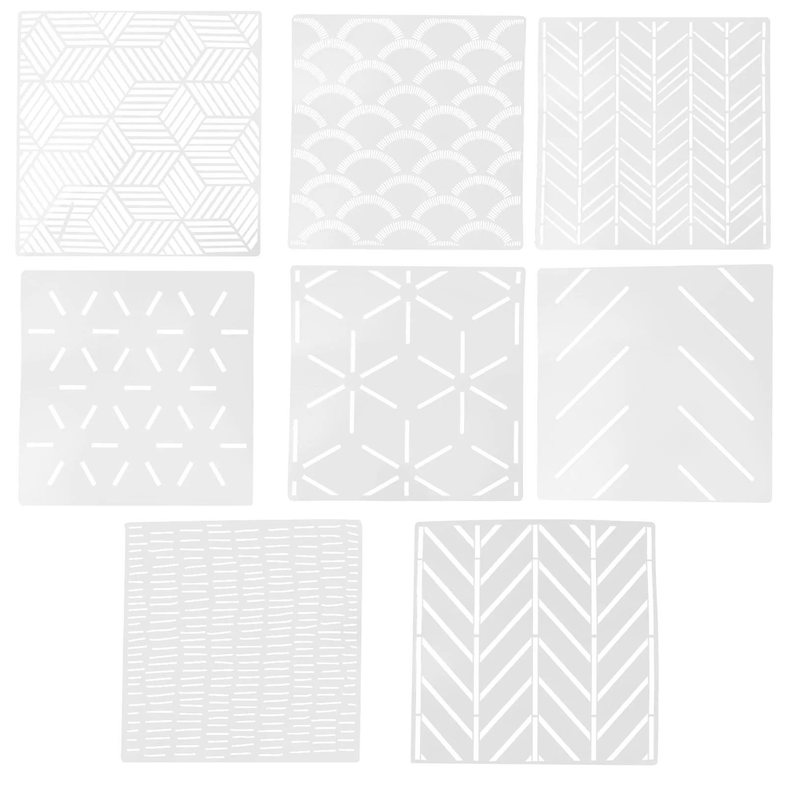 

8 Pcs Template Wall Painting DIY Geometric Templates Hollow Stencils Herringbone Reusable