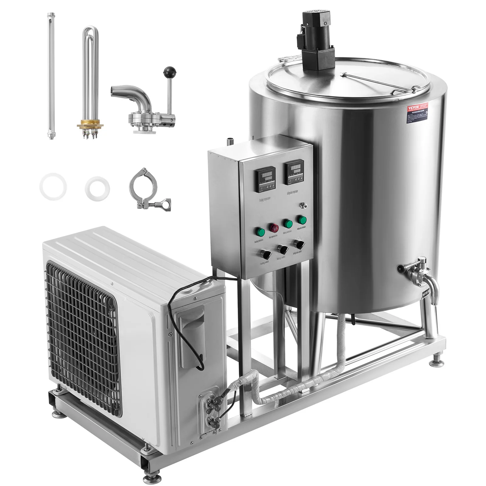 VEVOR 150L Commercial Milk Pasteurization Machine, Food Grade 304 Stainless Steel, w/Time and Temperature Control,for Milk Juice