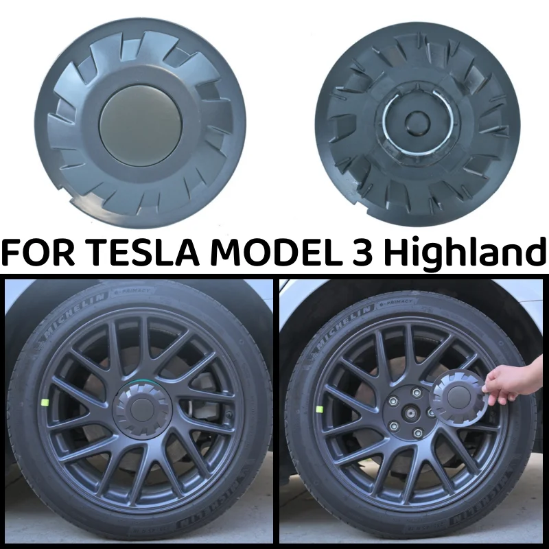 4PCS Wheel Hub Caps Center Ring Performance Replacement Wheel Full Rim Cover For Tesla Model 3 18Inch Highland 2024 Accessories