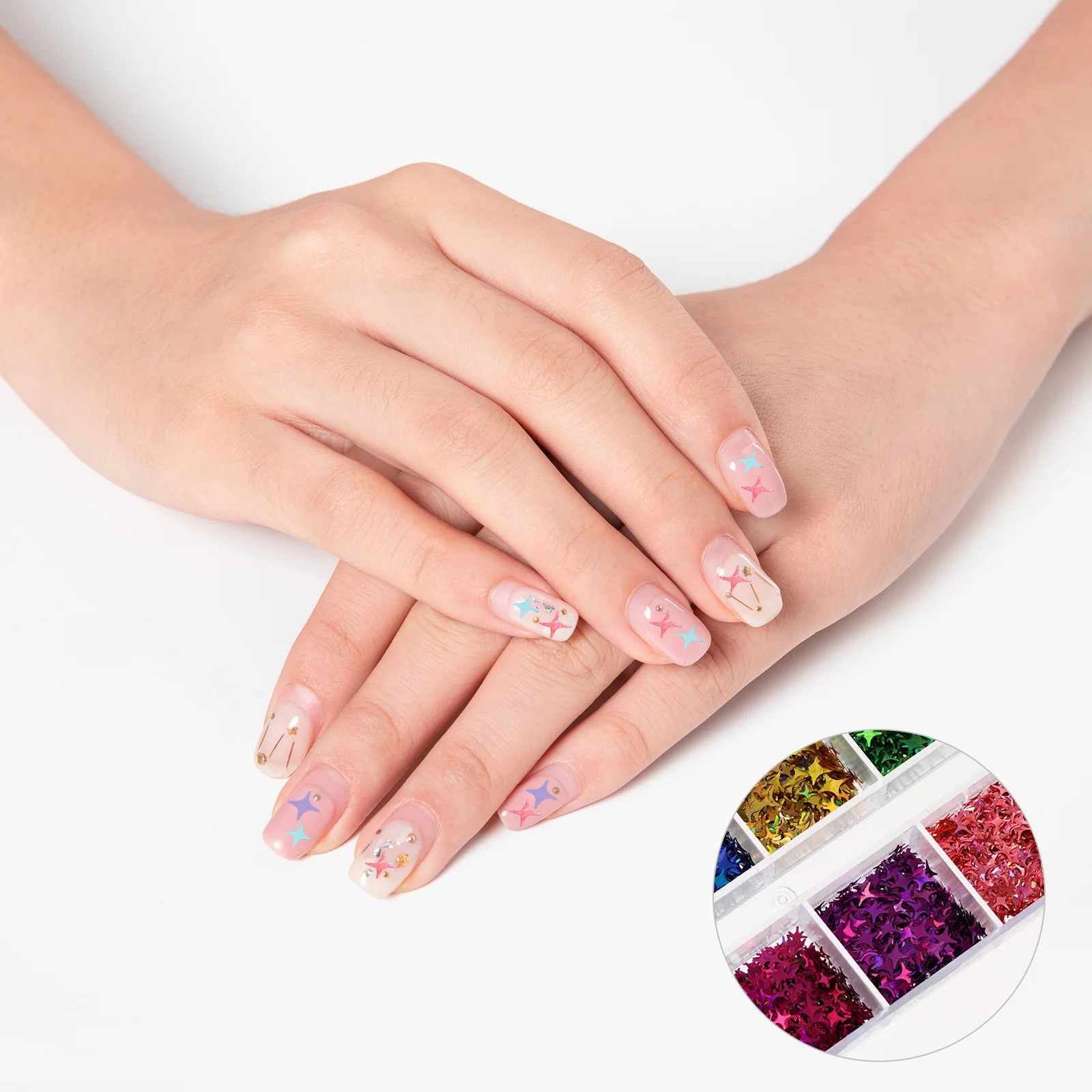 

2Sets Glitter Nail Sticker Sequins Powder 3D Shiny Paillette for DIY Manicure Art Face Body Decoration Party Holiday Gift