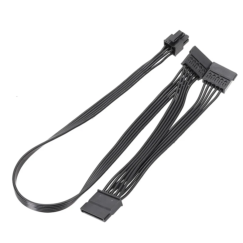 6Pin To 3*SATA 15Pin Module Power Supply Cable for CORSAIR RM650X CX430M Hard Disk Power Cord Black White Flat Cable