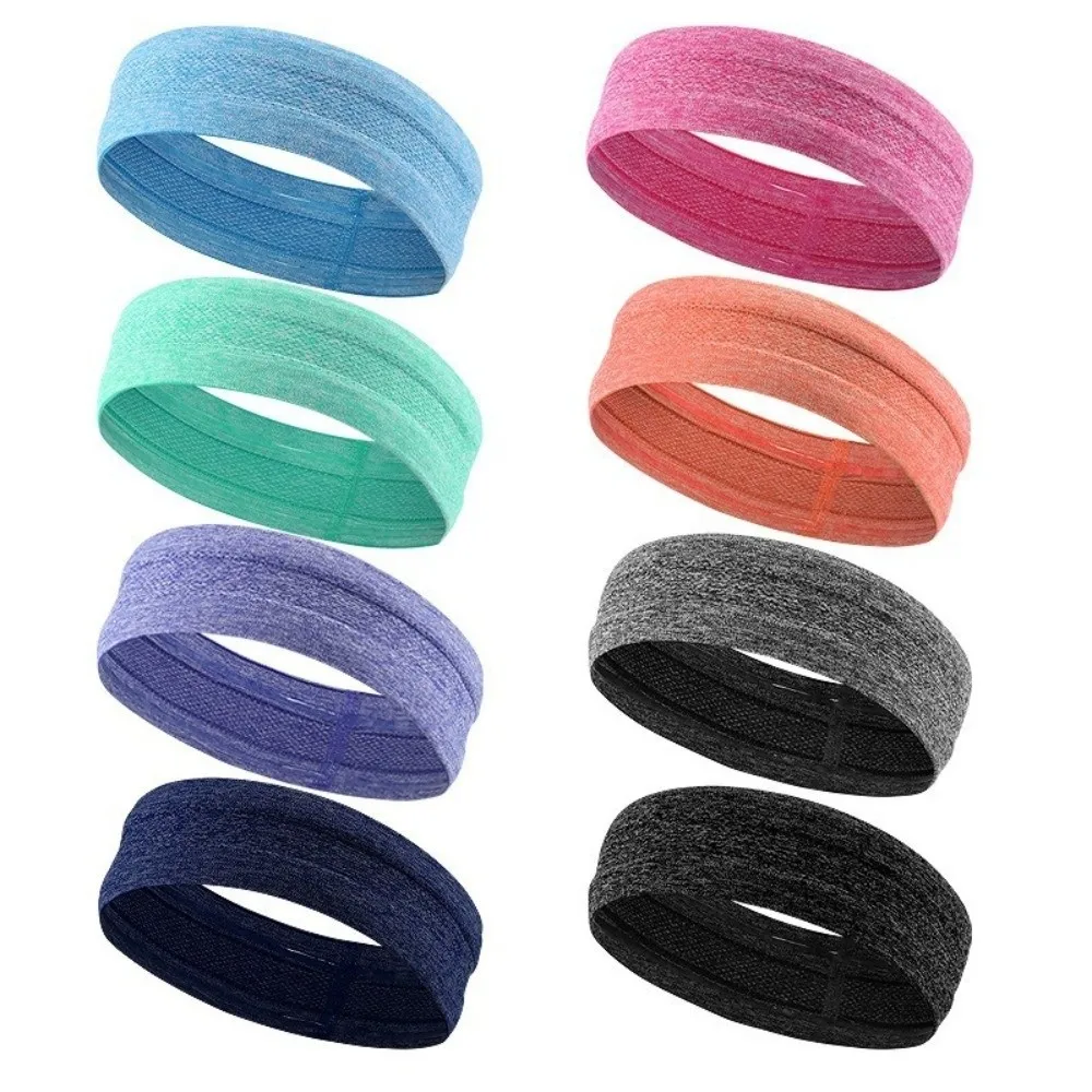 New Elastic Sports Headband Non-Slip Sweat Absorbing Fitness Headband Breathable Multicolors Yoga Headband for Men Women - view 5
