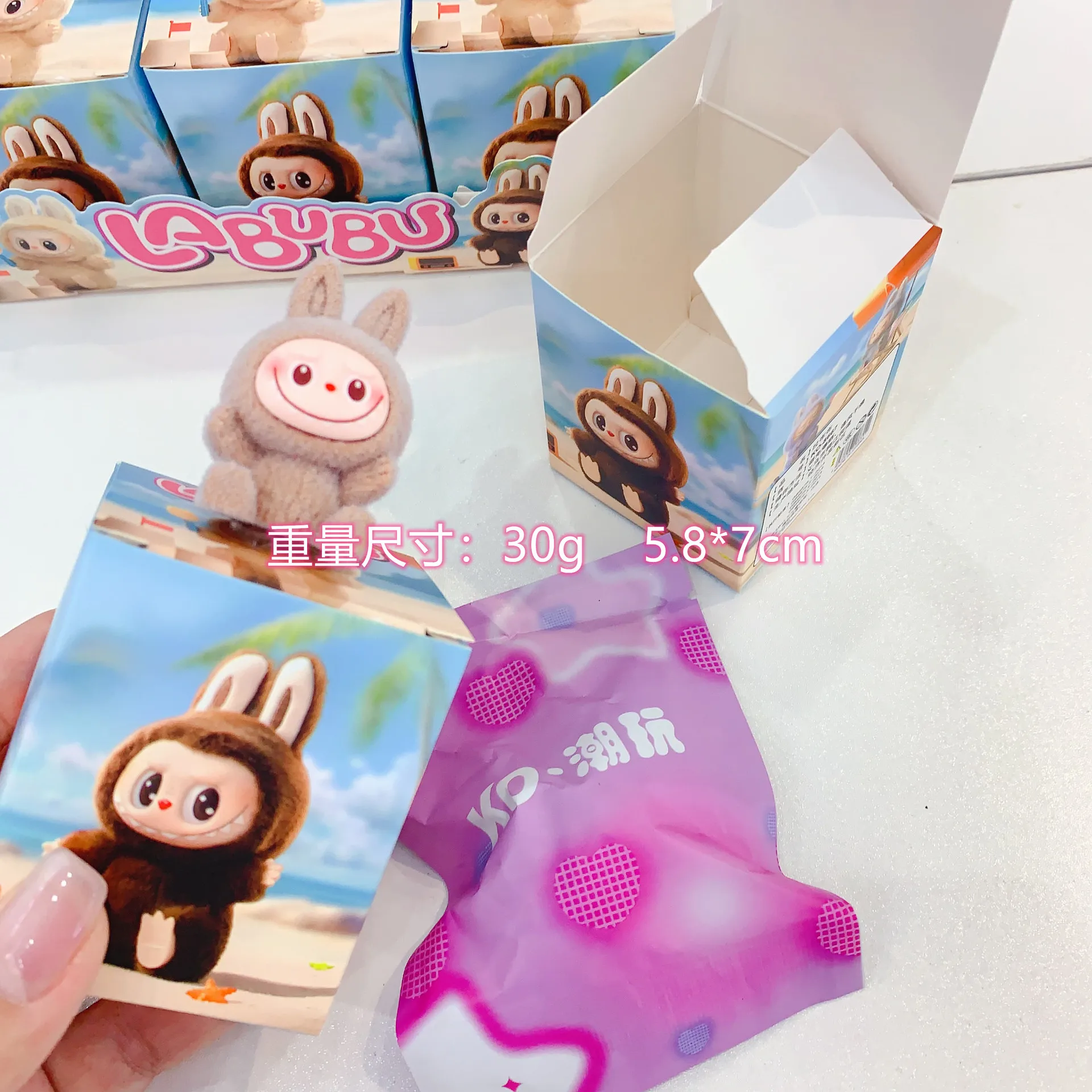 New Labubu Blind Box Cartoon Flocking Hand-Made Blind Box High-Value Cute Doll Desktop Ornaments Model Children Gifts