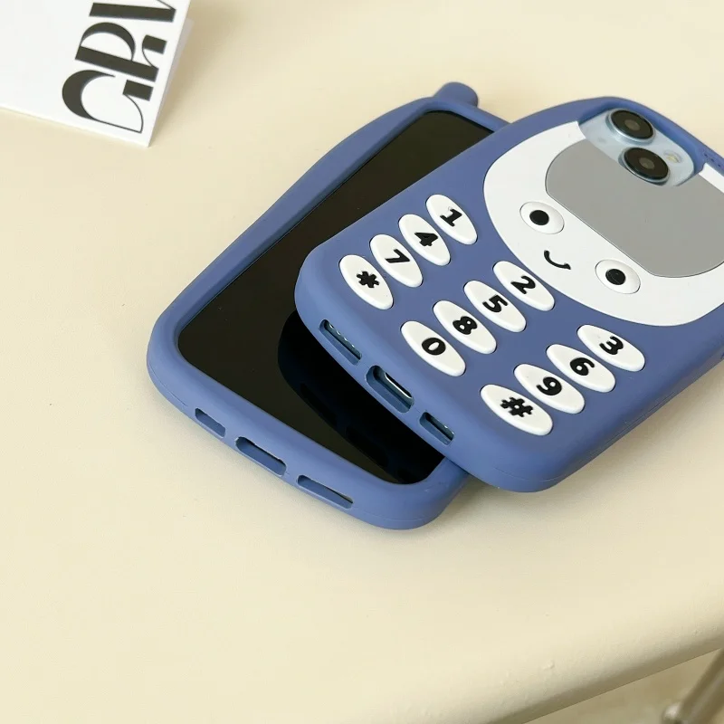 高級バックカバーソフトシリコン漫画かわいいブルー電話スタイリング耐衝撃電話ケース Iphone 15 14 13 12ProMax 落下防止