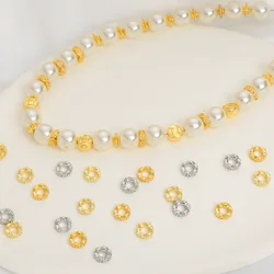 10Pcs Brass 18K Gold Plated Big Hole Round Lace Border Loose Spacer Beads For Diy Bracelet Necklace Jewelry Making Accessories