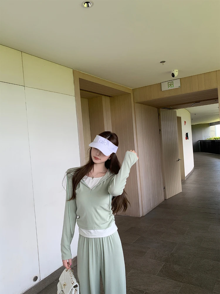 

Костюм женский Chen Jin NNS: весенний новый дизайн, повседневные брюки с капюшоном, комплект из двух предметов, свободный крой, топ