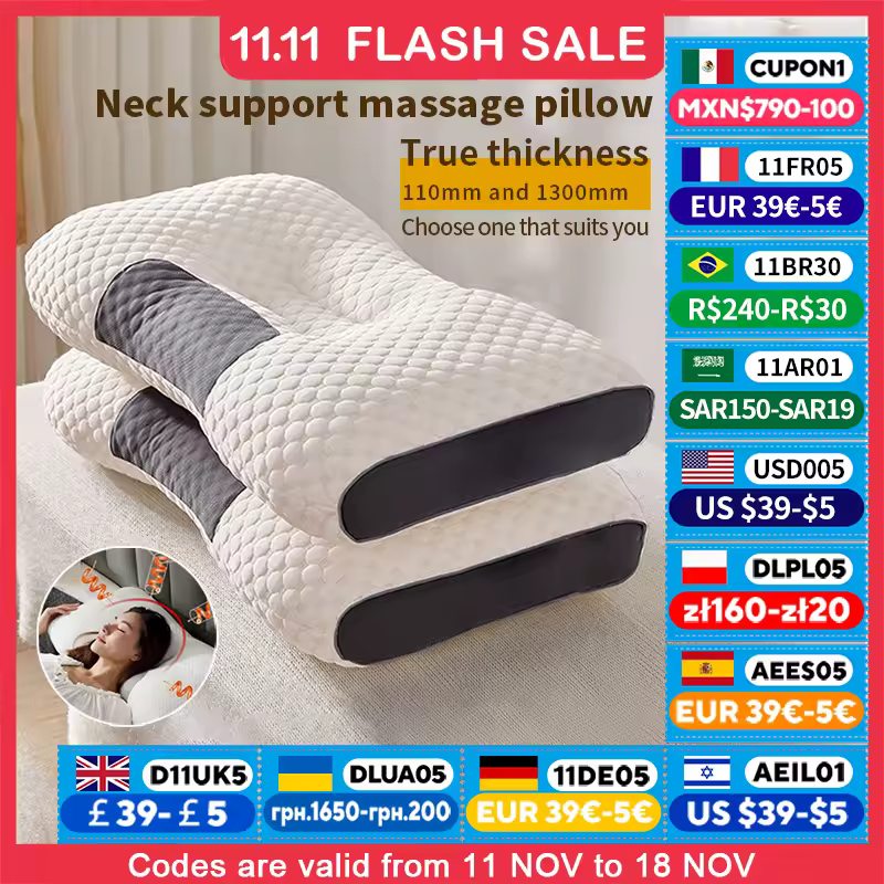 새로운 목 베개는 수면을 돕고 목을 보호합니다 자궁 경부 정형 가정용 콩 섬유 마사지 스파 베개 수면 용
