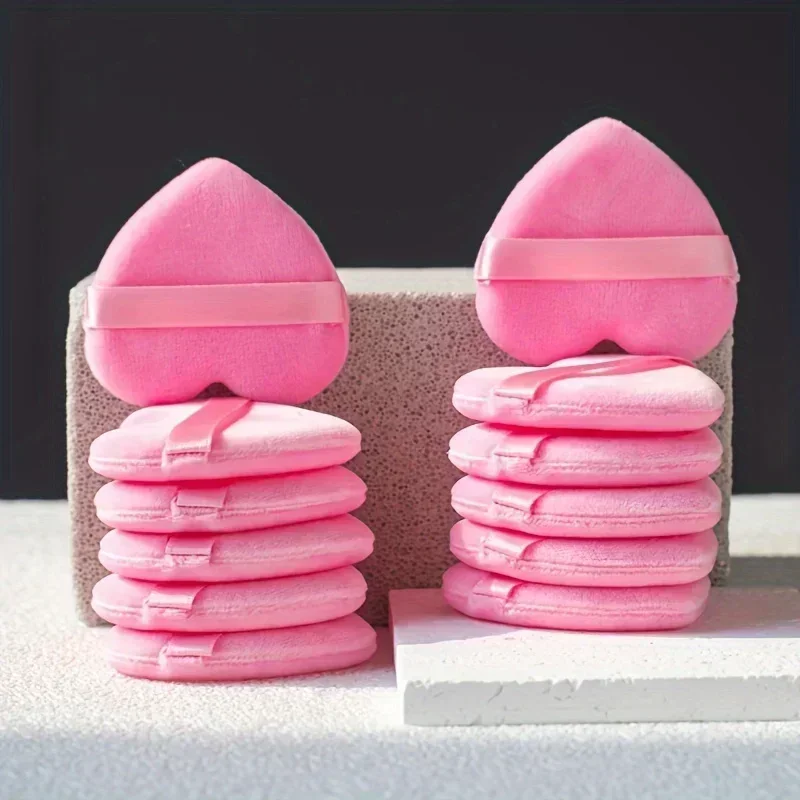ハートベルベットパフ 10 個 リボンハンドル付き - 低刺激性の両用メイクアップスポンジ 顔と体用 |   環境に優しい美容ツール