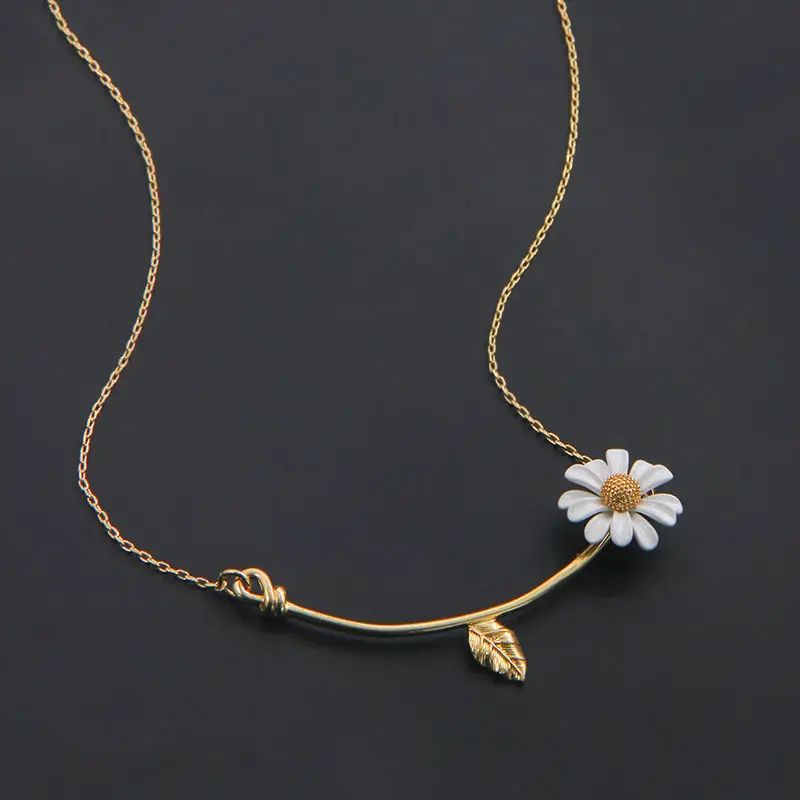 Women Little Daisy Necklace Earrings Set Honeybee Opening Mouth Design Bracelet Ring Accessories Jewelry Painted Flowers Suit