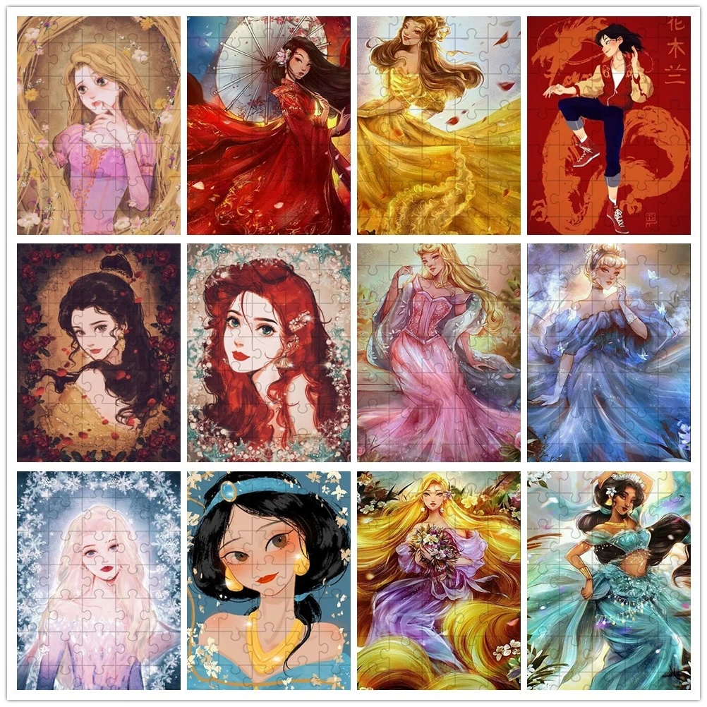 

Disney Princess Jigsaw Puzzles Mini 35 Pieces Snow White Cinderella Mermaid Ariel Intellectual Decompressing Educational Puzzle