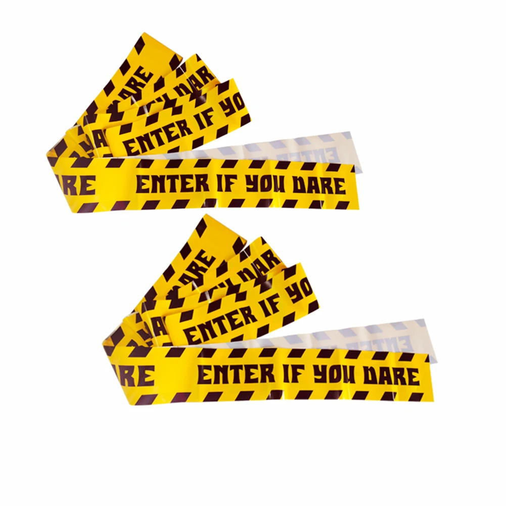 2pcs Zombie Danger Warnings Tape Halloween Green Caution Fright Tape For Home Garden Halloween Party Decoration 7.6cmx5m