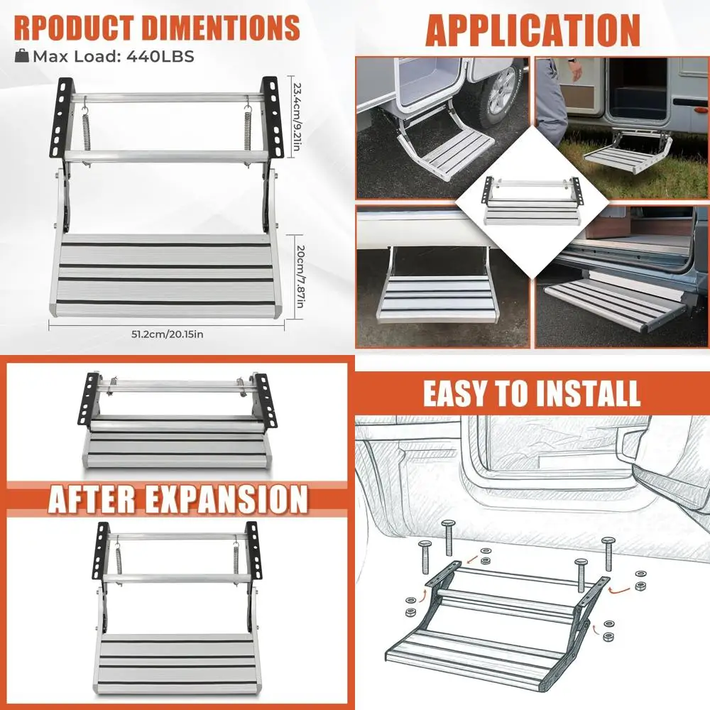 دليل RV خطوة سلم واحد خطوة تلسكوبي للطي RV دخول درج استبدال ل RV شاحنة تخييم متنقل السفر مقطورة #1