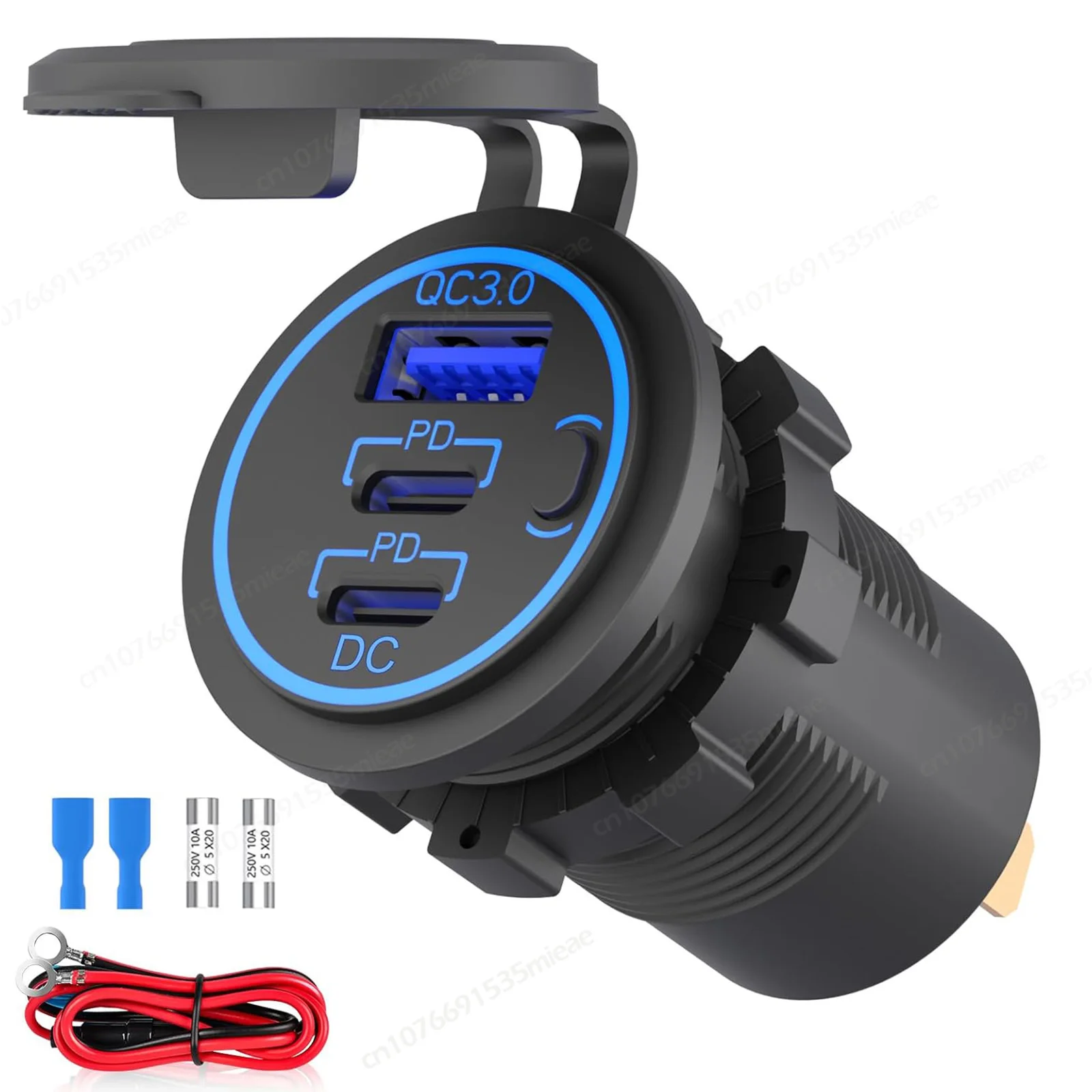 

78W 12V USB Outlet Waterproof Dual PD3.0 & Quick Charge 3.0 Charging Port with Power Switch for RV Marine Truck ATV Motorcycle