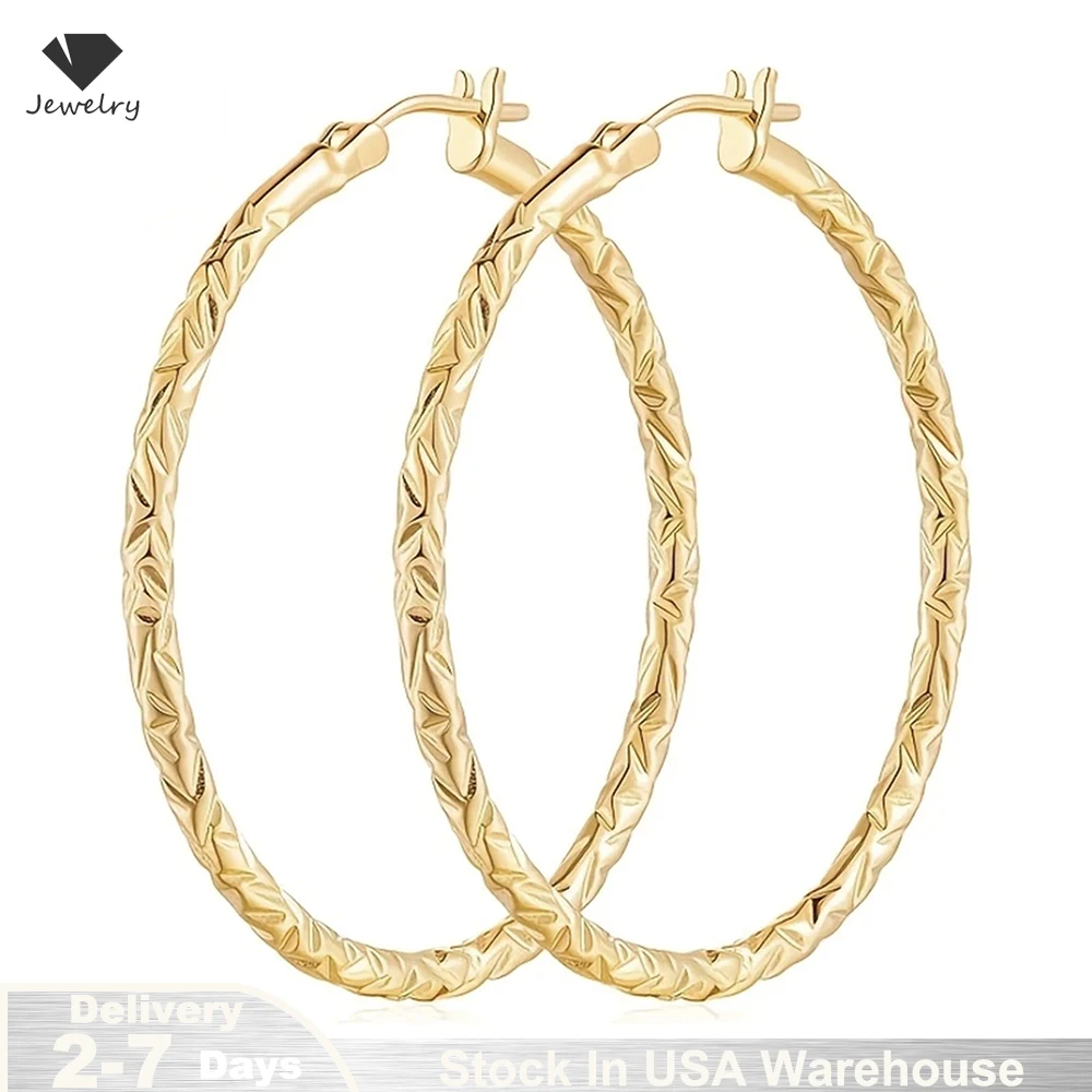 

S925 Sterling Silver Hoop Earrings for Women Girls Stylish Gold Plated Twisted Hoop Elegant Big Hoop Earrings Jewelry Gift USA