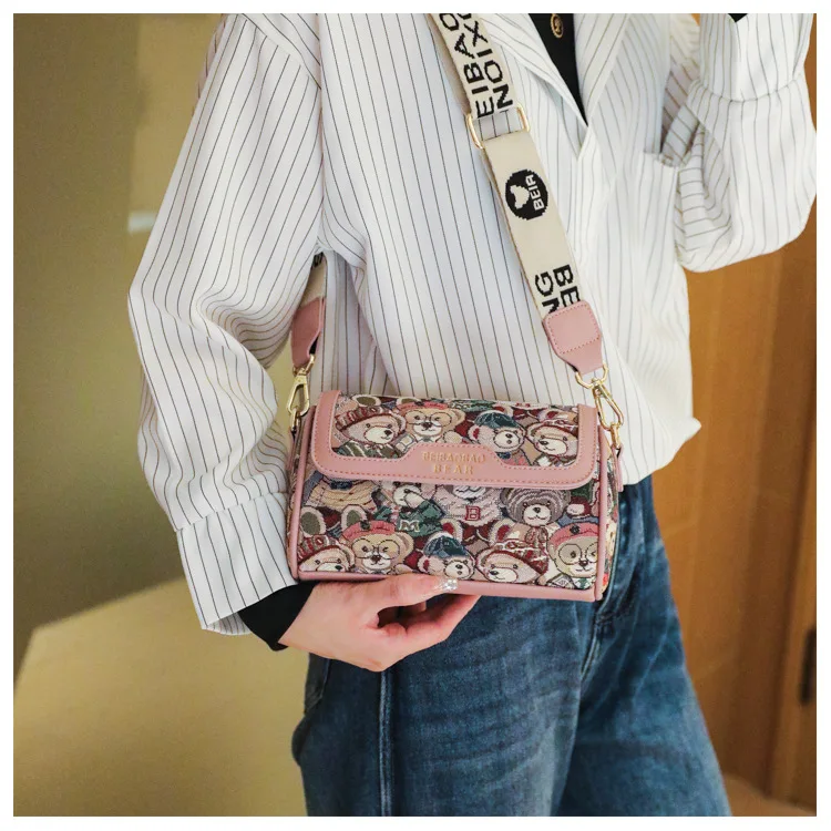 New Trendy Unique Design Cartoon Bear Single Shoulder Bag Chic Crossbody Bag Original Women's Shoulder Bag Purses and Handbags