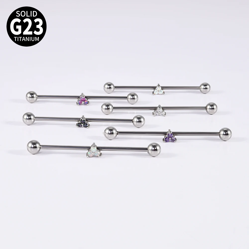 1 قطعة G23 التيتانيوم الحديد الصناعي مع انفصال اكسسوارات مثلث أوبال الزركون الأذن عرضية هيئة ثقب المجوهرات 14 جرام #5