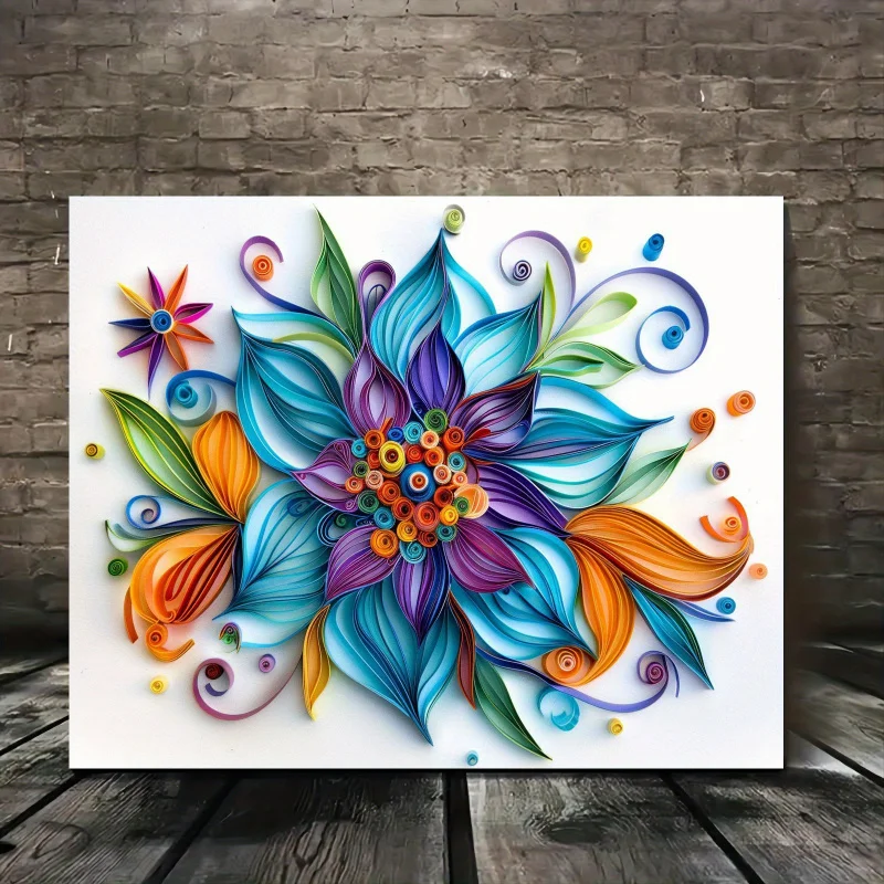 Vibrant Floral Quilling Canvas Art - 11.8