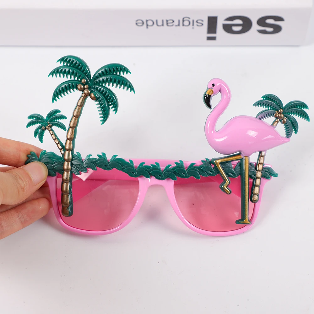 1Pc Hawaii Theme Party Coconut Tree Flamingo Glasses Summer Beach Tropical Wedding Birthday PhotoBooth Props Party Decoration