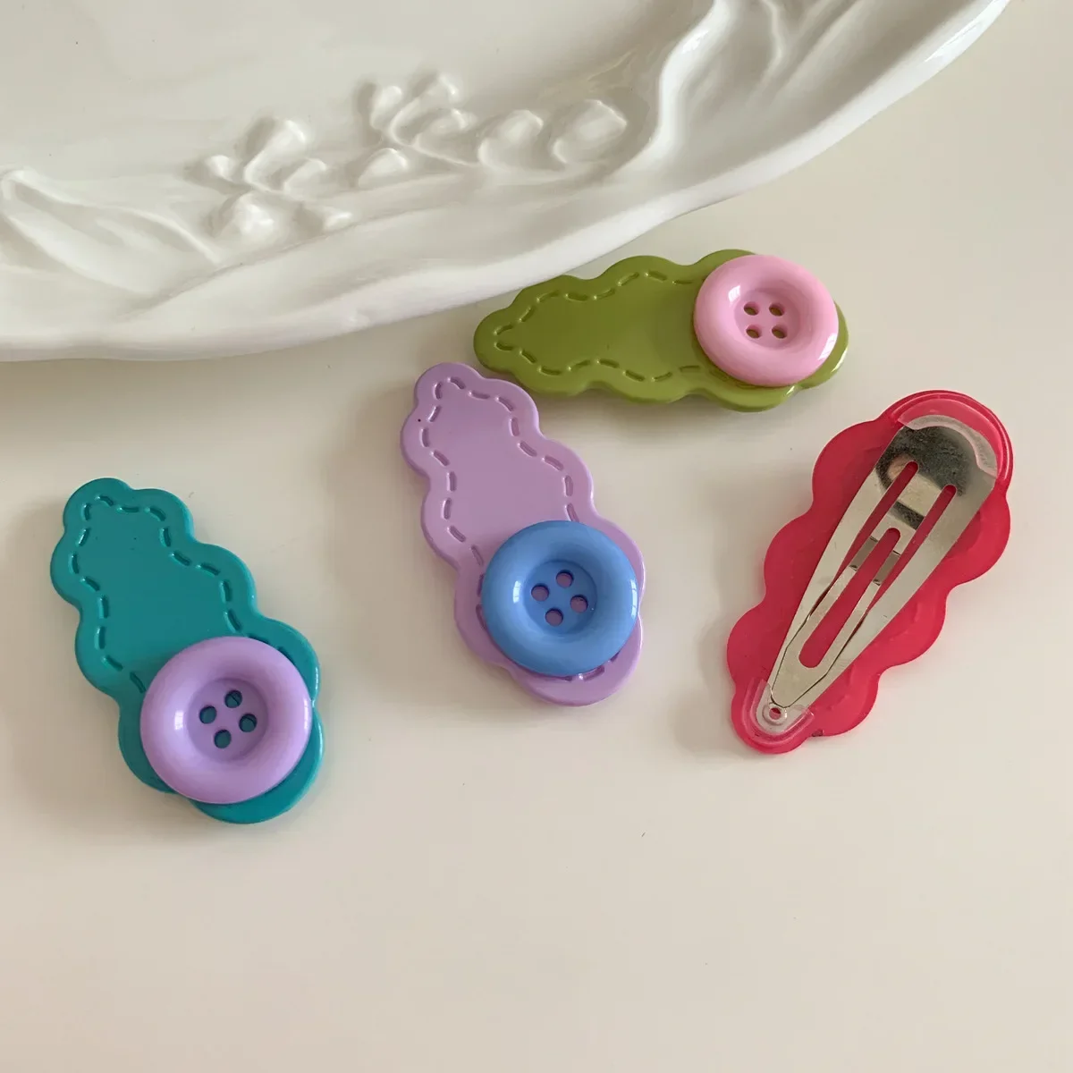 Sweet Sute Button Hairpin Women Girls BB Clip Broken Hair Fixed Clip Korean Fashion Bangs Side Clip Colorful Hair Styling Clip