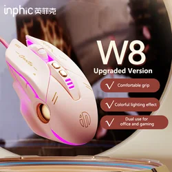 Inphic W8 Upgraded Version Wired Gaming Mouse Ergonomic Silent Mouse Suitable for Computer Laptop Office Games