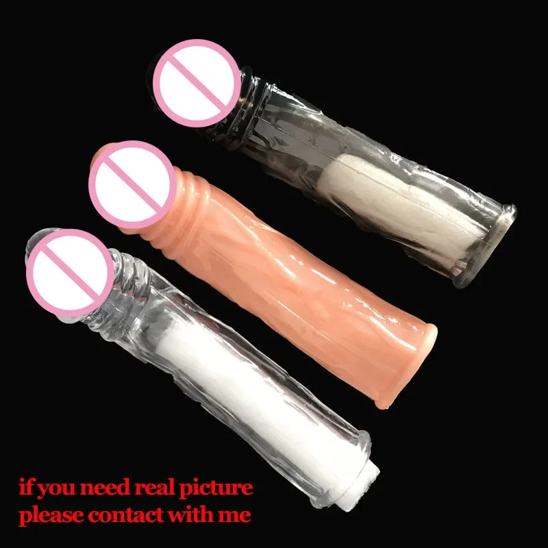 Extend 7cm Soft Reusable Condoms Penis Extension Sleeves Sex Toys for Man Delay Ejaculation Sleeve Cock Intimate Goods