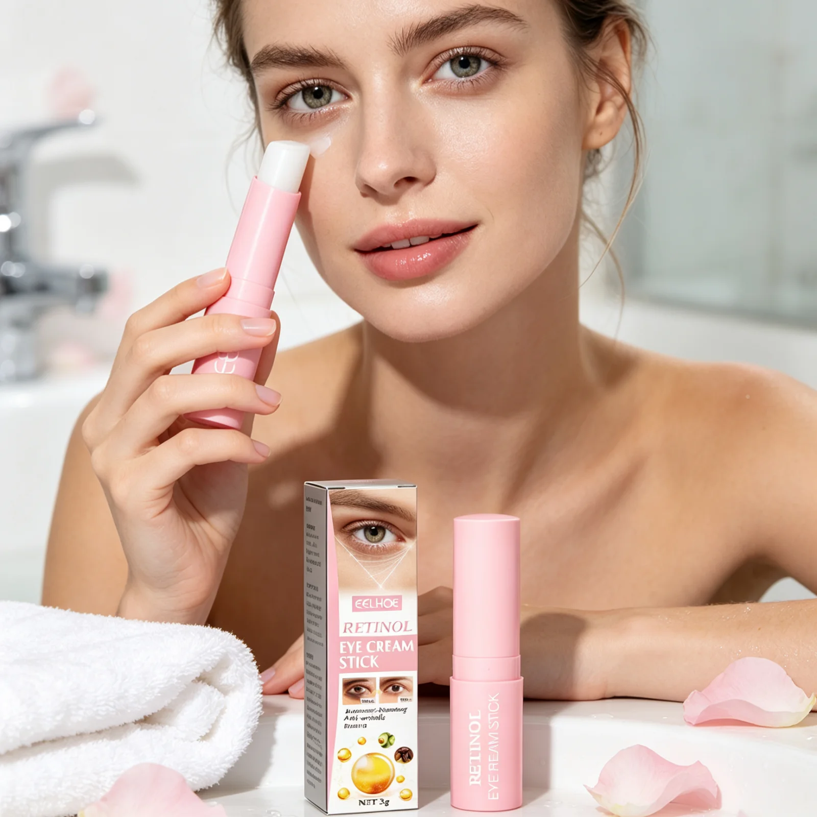 EELHOE Retinol Eye Cream Stick Remove Dark Circles Anti Puffiness Fade Fine Line Sommthing Tired Moisturizing Eye Skin Care 3g ﻿