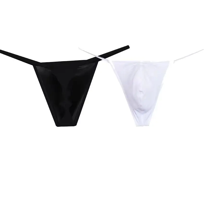 

Men's Thong Pouch Sexy T-back Underwear Male Bikini Briefs Comfortable String Underpants Daily Wear Sissy Panties Ice Silk Soft